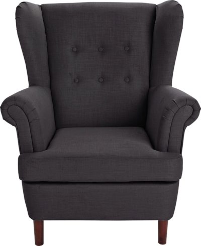 Collection Martha Fabric Wingback Chair - Charcoal.